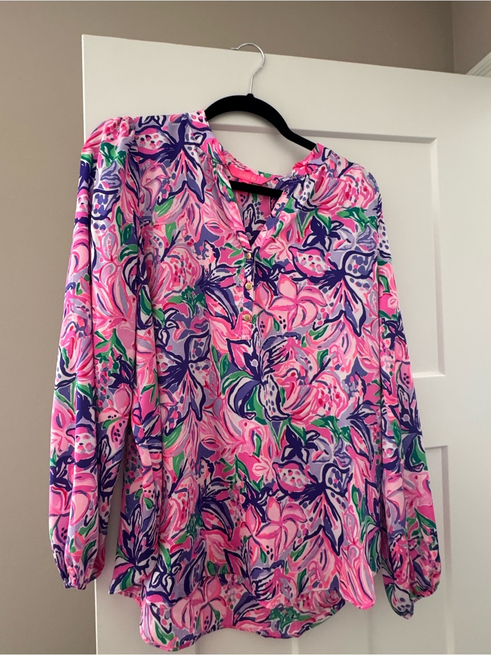 Lilly Pulitzer Marvelle Pink Purple Green Floral Blouse